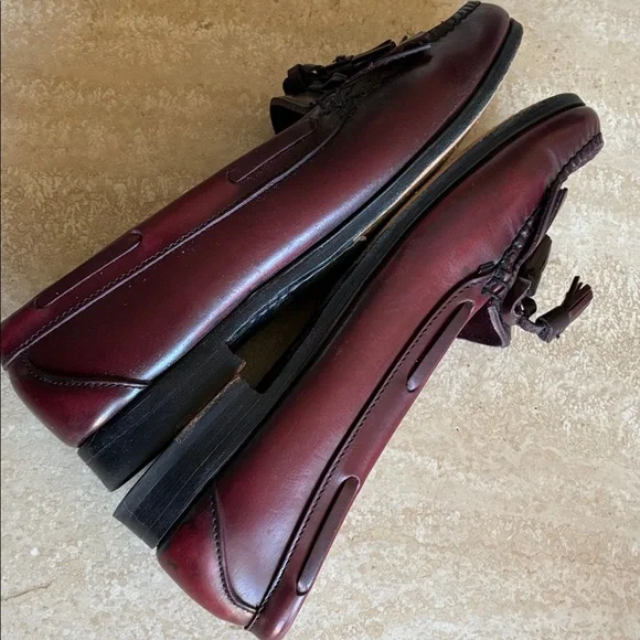 COLE HAAN Tassel Loafers, with fringe,maroon, Leather, Classic 9M EUC - Picture 8 of 17